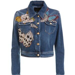 Roberto Cavalli Size IT 46 Butterfly Denim Jean Jacket Vintage